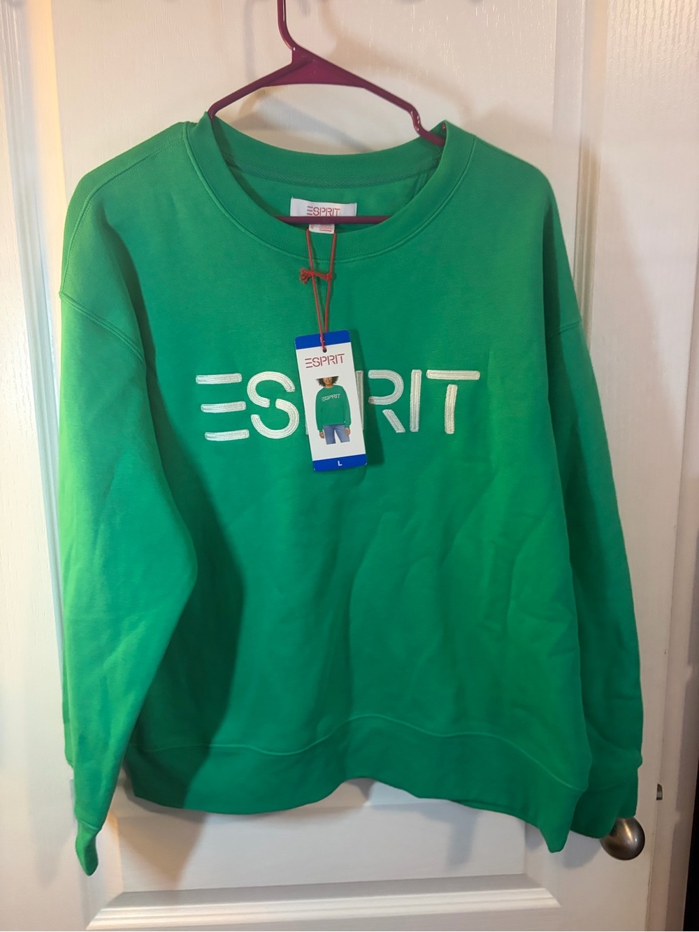 Esprit Men’s Bright Green Logo Crewneck Sweater